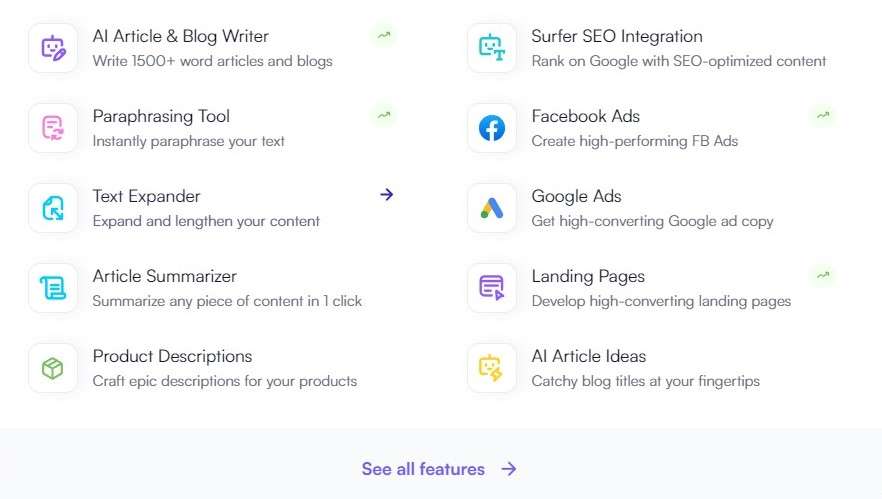 Features page