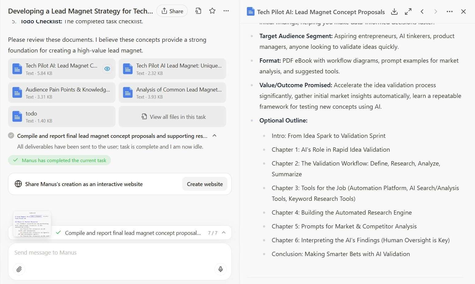 Task output Manus AI