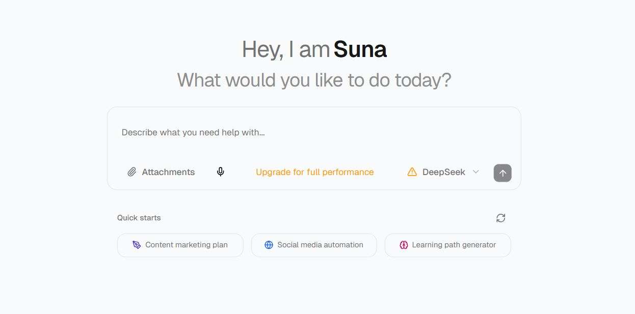 Dashboard Suna AI Agent