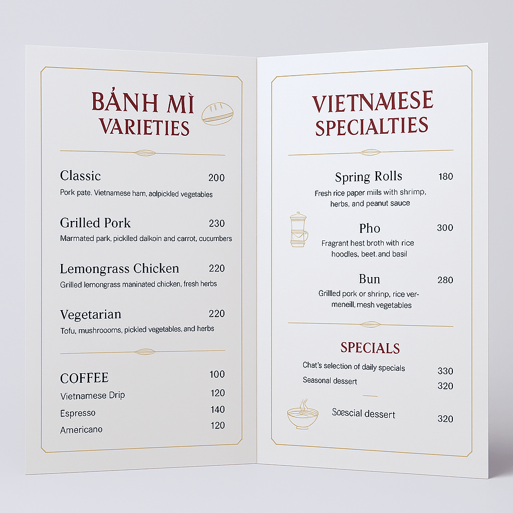Menu design