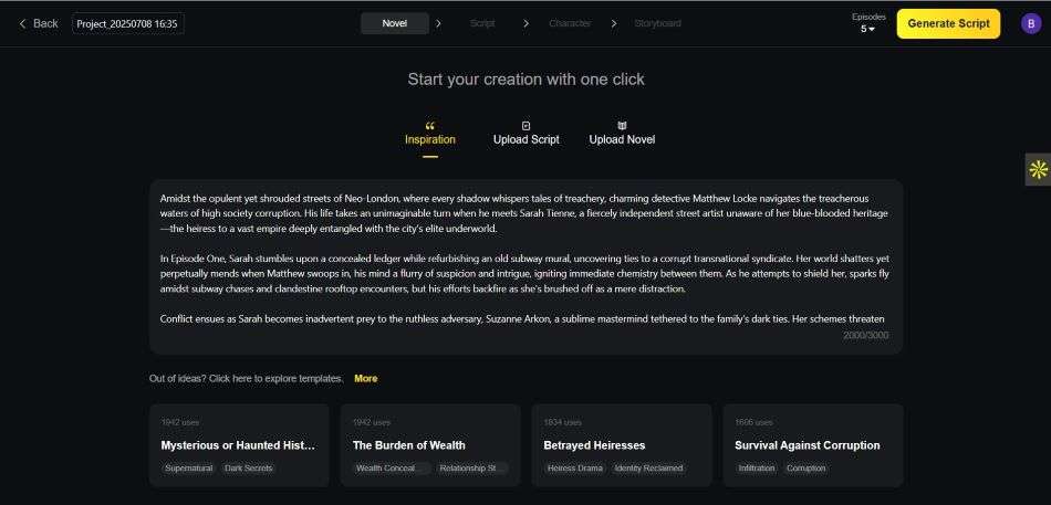 SkyReels AI Script writing