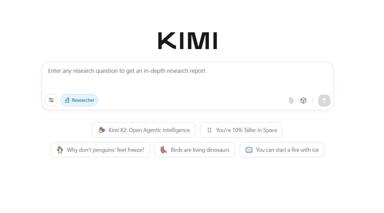 Kimi k2 chatbot interface