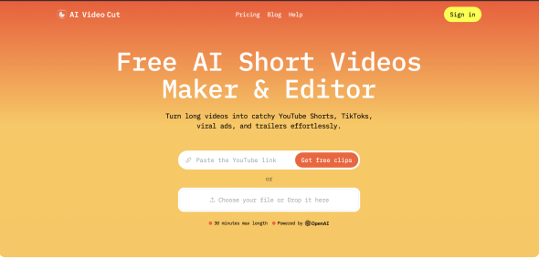 Homepage AI Video Cut