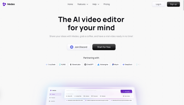 Homepage Medeo AI