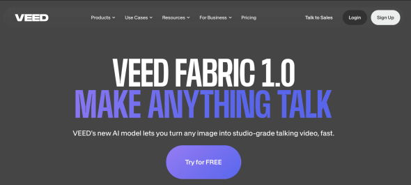 VEED Fabric 1.0 Homepage