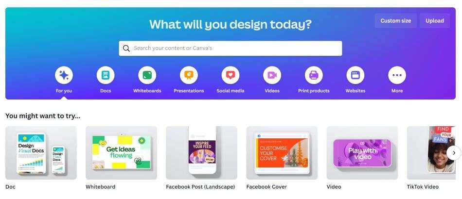 Canva AI homepage