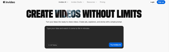 Invideo AI Homepage