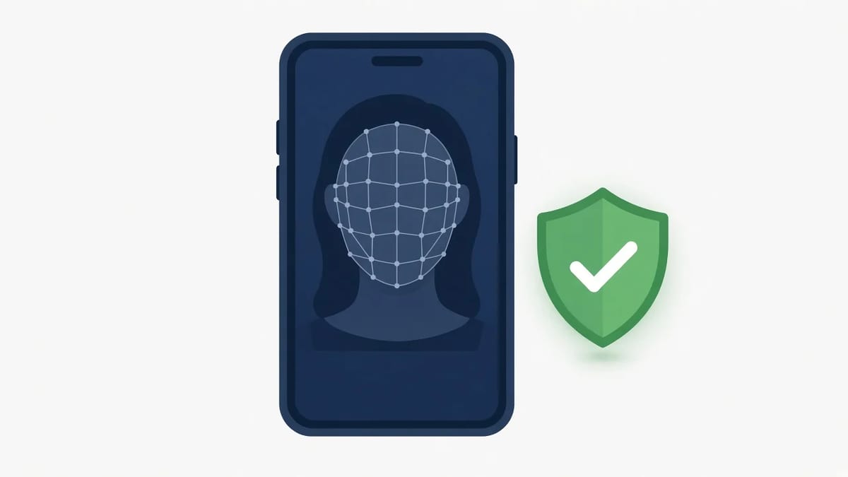 Passive liveness check on a smartphone with a face depth mesh and a verified shield