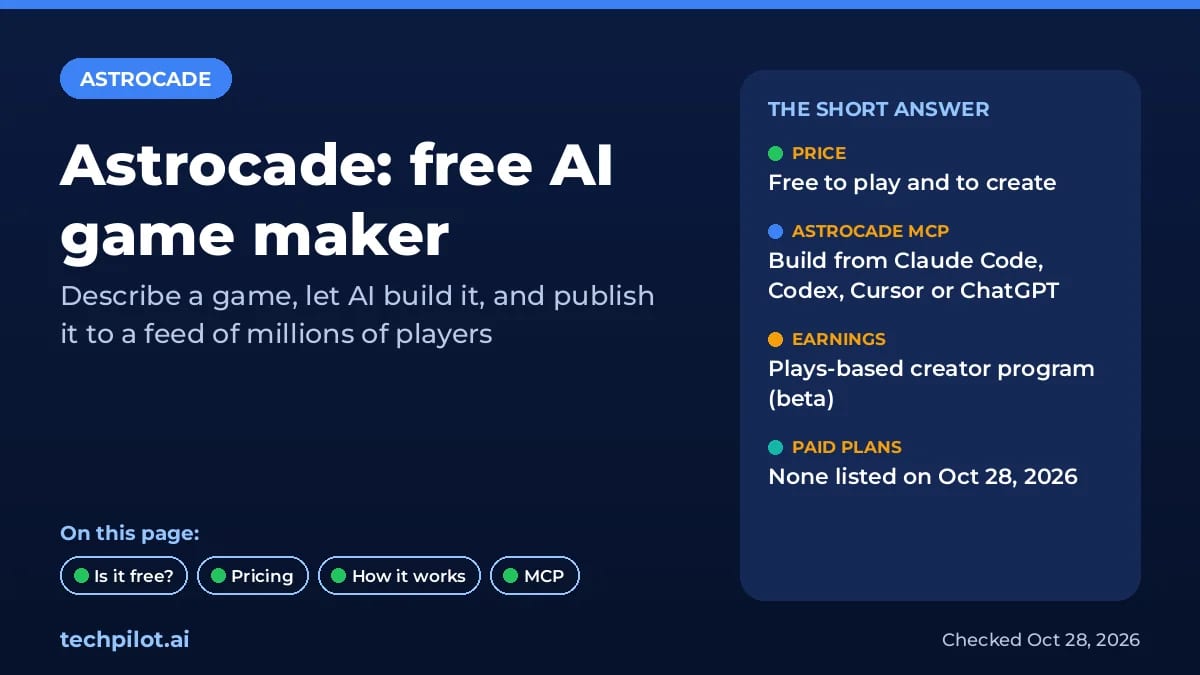 Astrocade summary: free to play and create, MCP and creator earnings