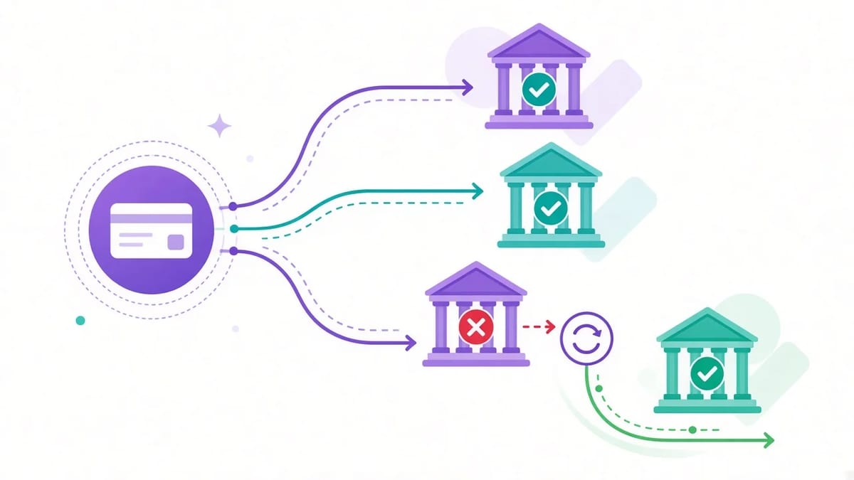 Smart routing and cascading: a failed payment is retried automatically through a backup acquirer