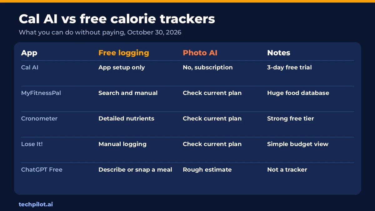 Cal AI compared with free calorie tracking apps