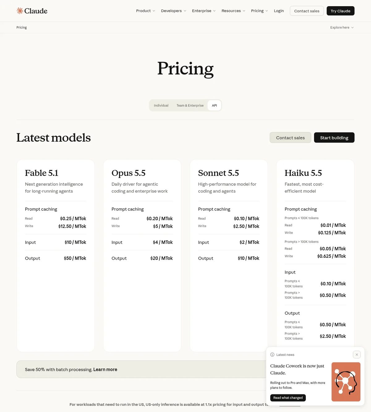 Claude API pricing page October 2026