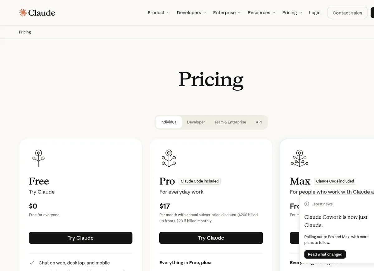 Claude Pro and Max pricing, which include Claude Duet