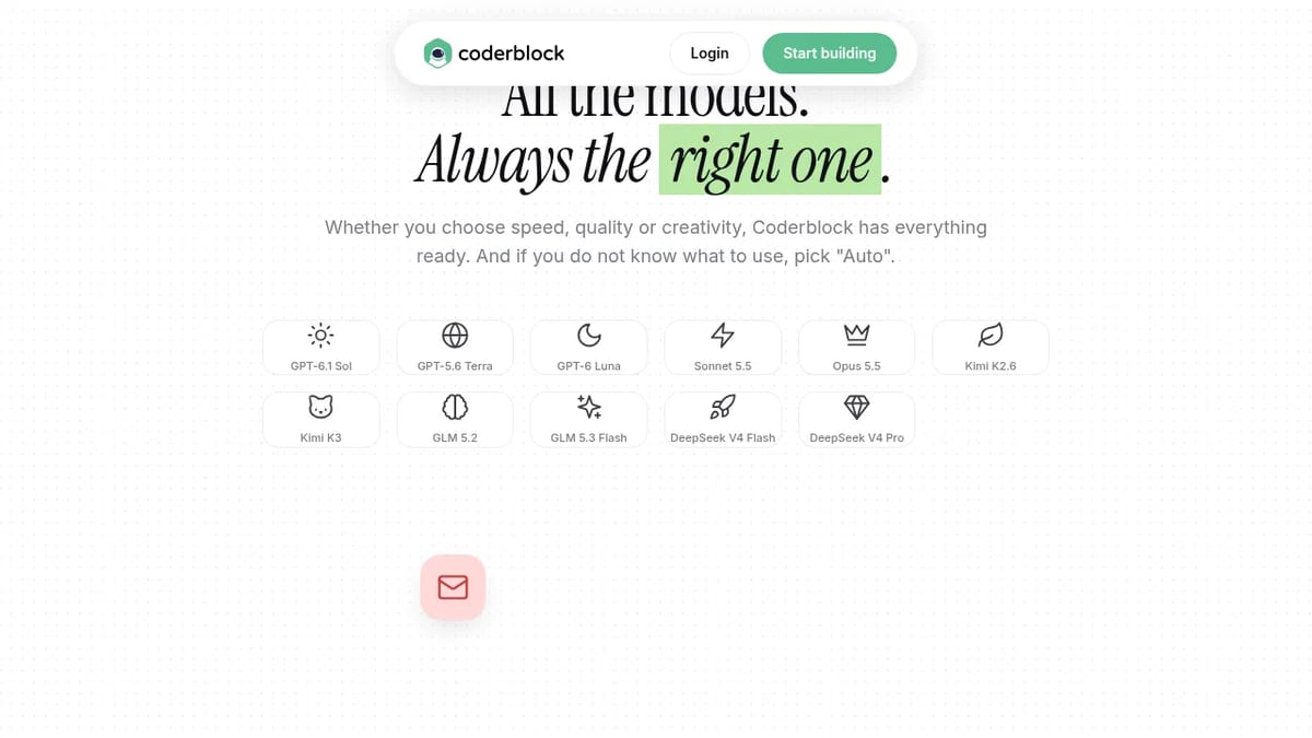 AI models you can choose in Coderblock