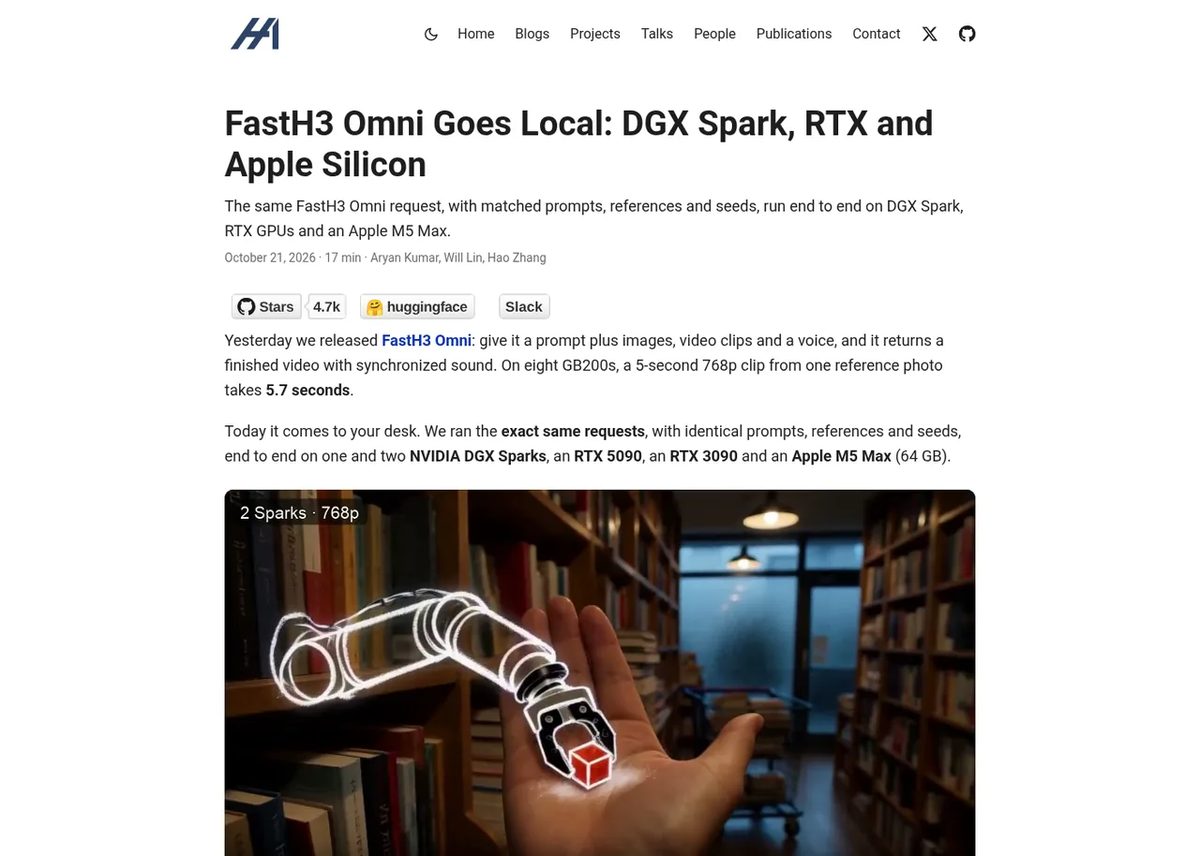 FastH3 Omni running locally on DGX Spark, RTX and Apple Silicon