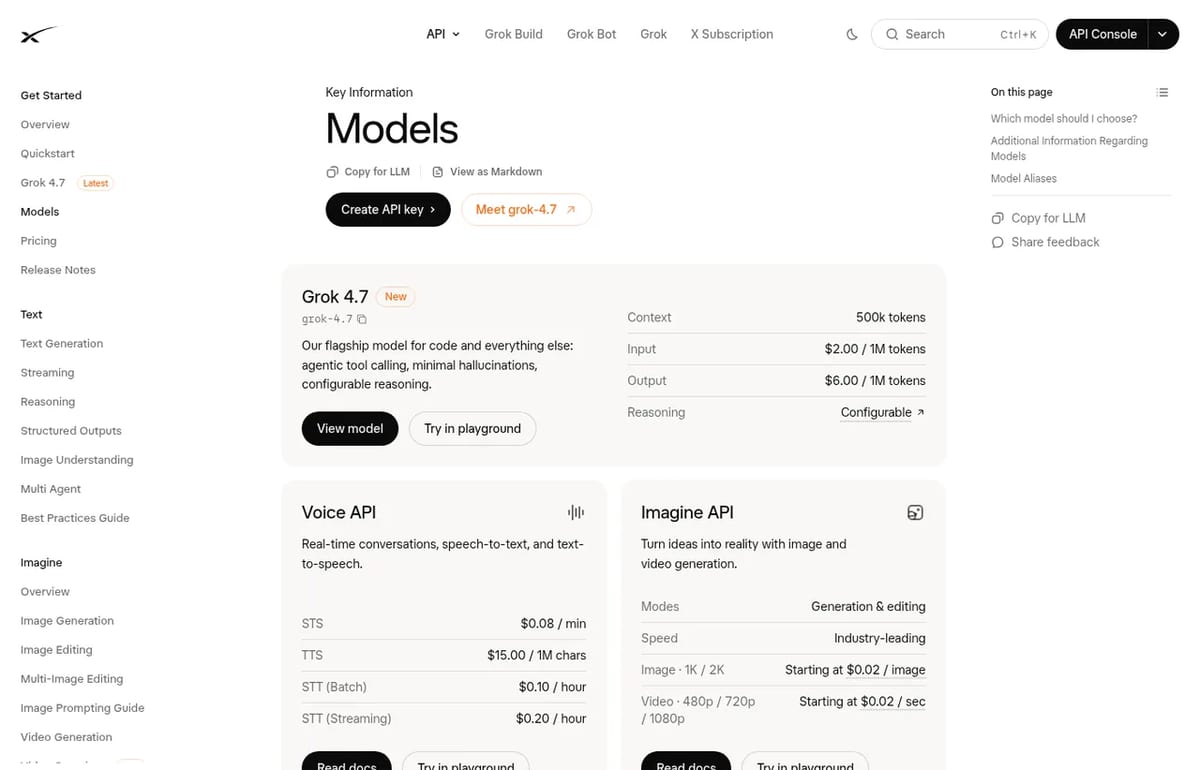 Imagine API pricing
