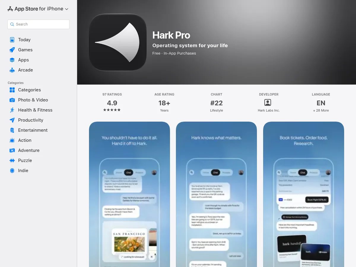 Hark Pro on the US App Store with in-app purchase tiers