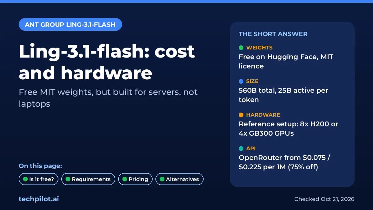 Ling-3.1-flash cost and hardware at a glance