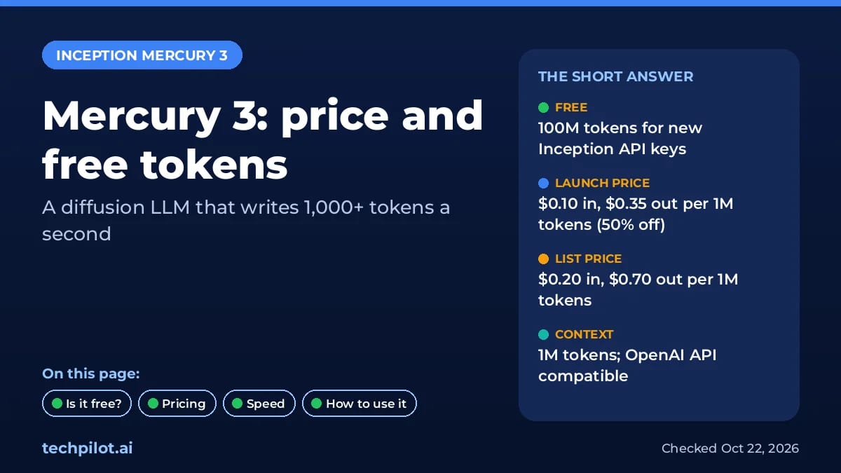 Mercury 3 pricing at a glance