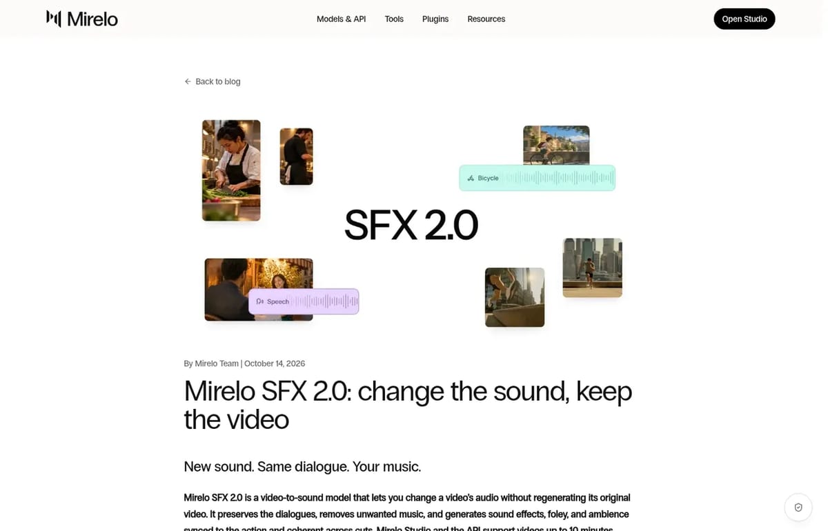 Mirelo SFX 2.0: change the sound, keep the video