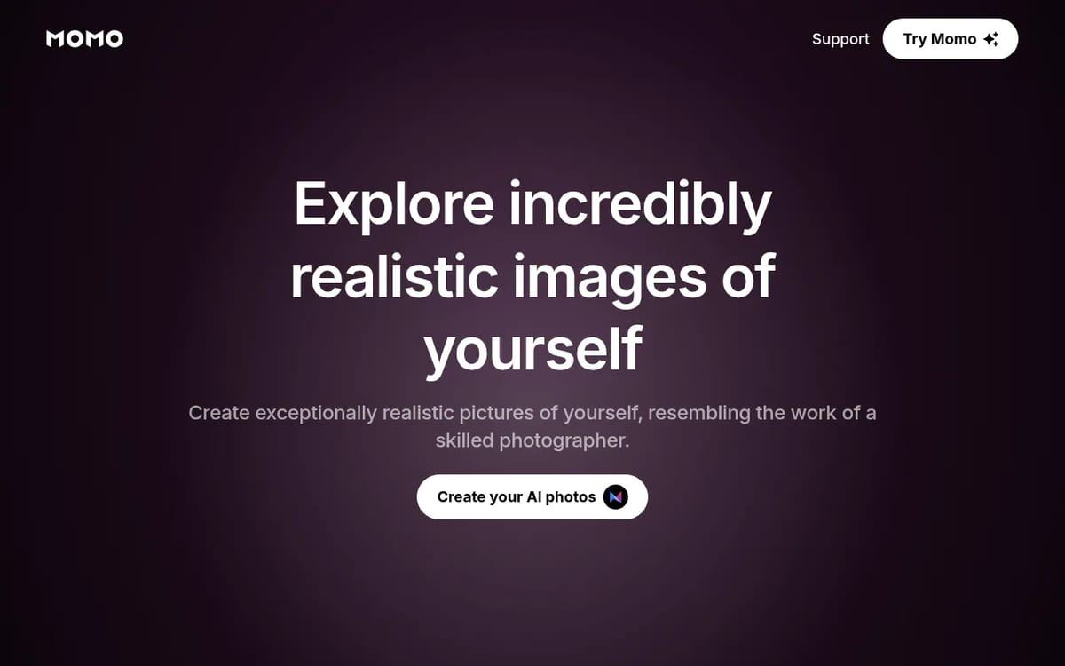 Momo website: explore incredibly realistic AI images of yourself