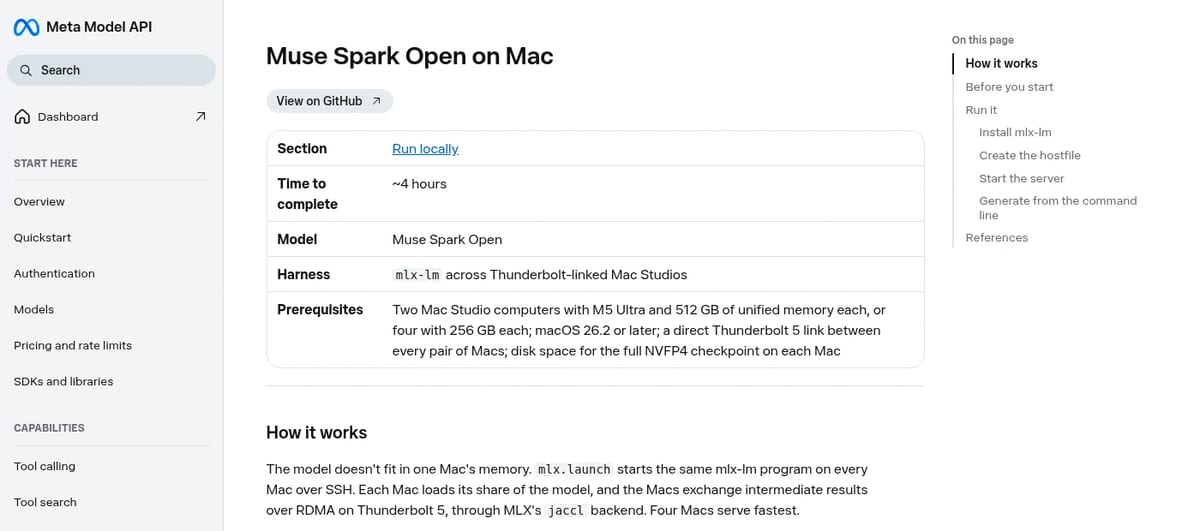 Meta cookbook for running Muse Spark Open on Mac Studios with mlx-lm