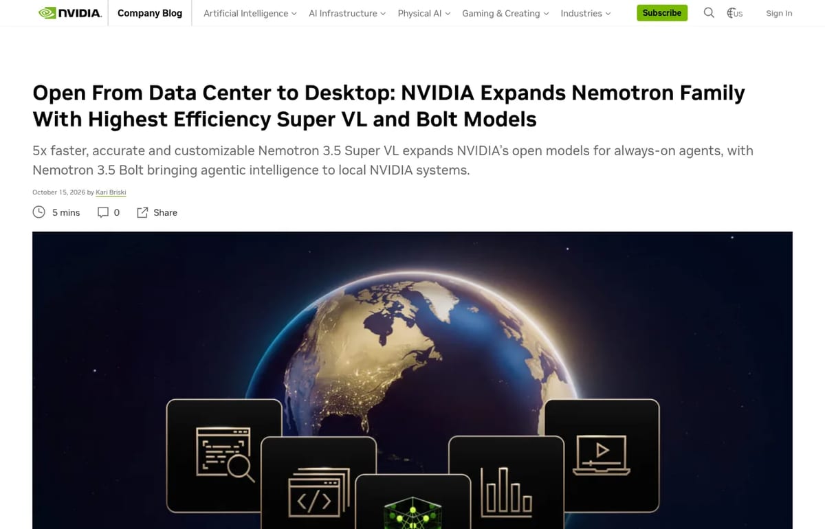 NVIDIA announces Nemotron 3.5 Super VL and Bolt