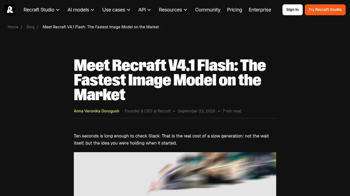Recraft blog post: Meet Recraft V4.1 Flash, the fastest image model on the market