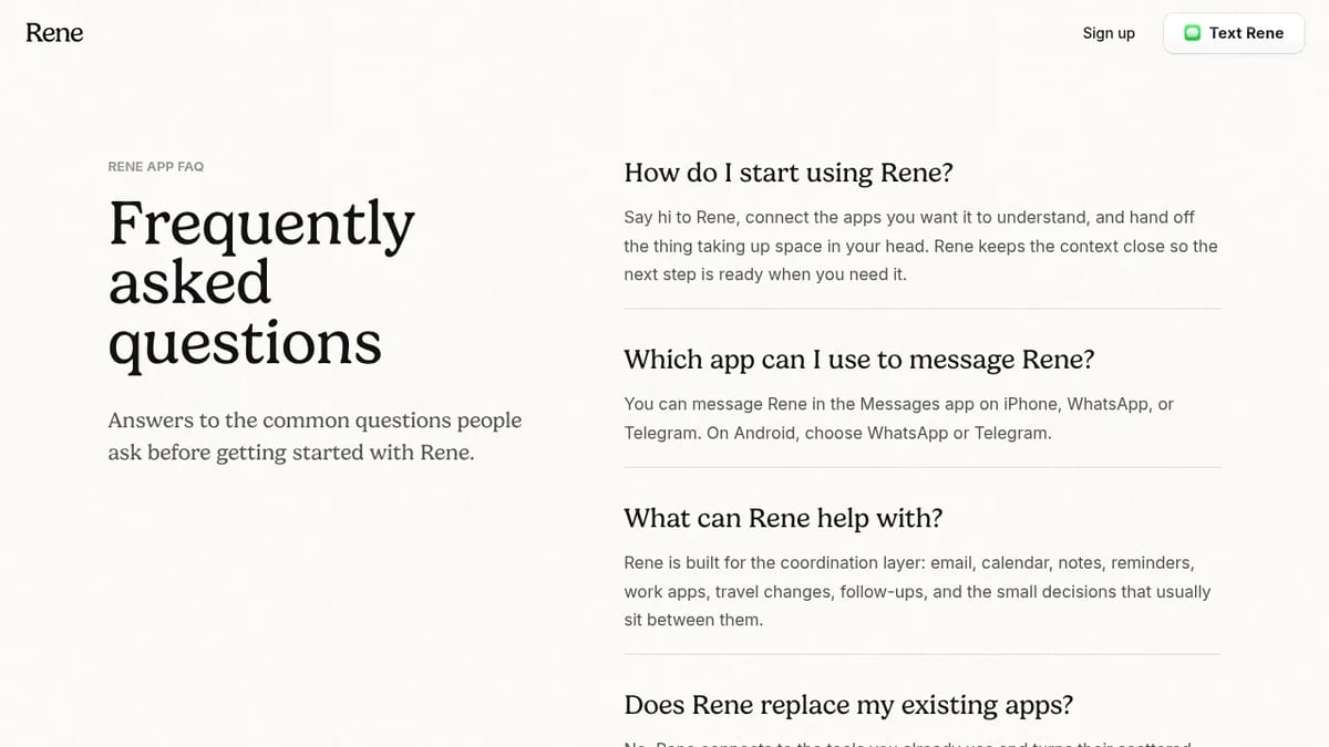Rene FAQ: Messages on iPhone, WhatsApp or Telegram