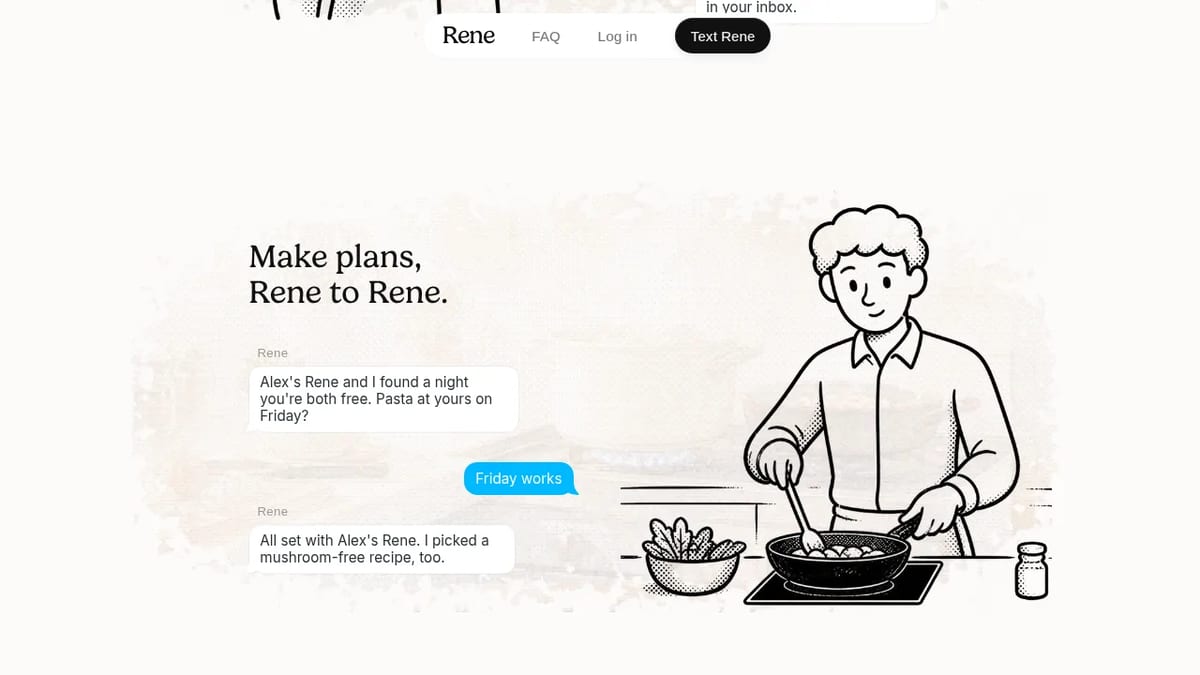 Rene to Rene: two agents plan a dinner for their owners