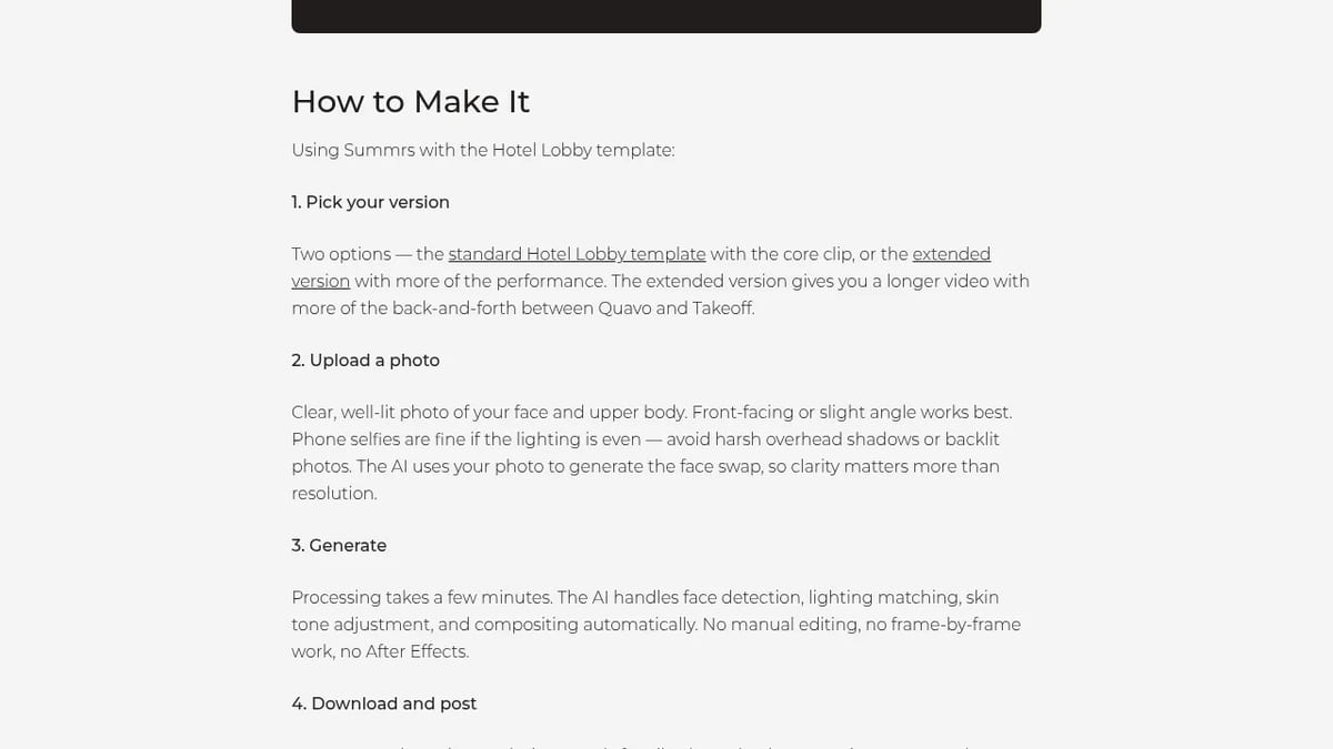 Summrs' step-by-step guide to making the Hotel Lobby AI video