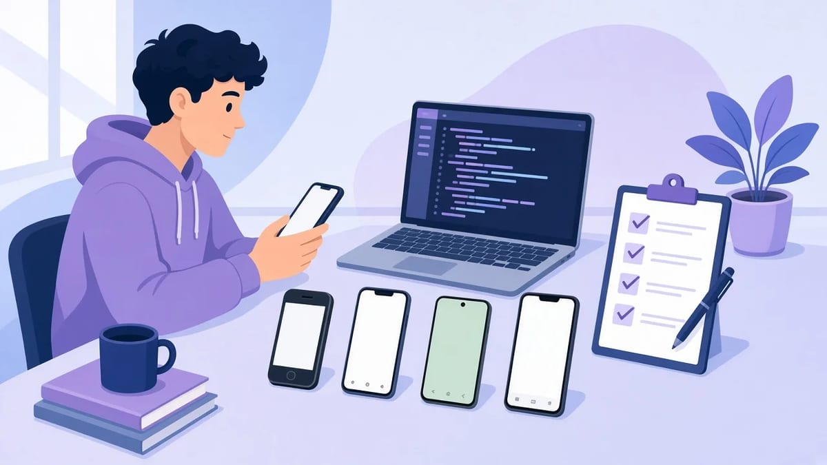 Developer testing an AI-built app on older and budget phones