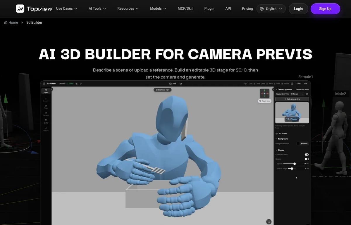 Topview 3D Builder: an editable 3D stage for AI video