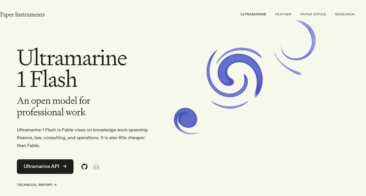 Ultramarine 1 Flash product page by Paper Instruments: an open model for professional work
