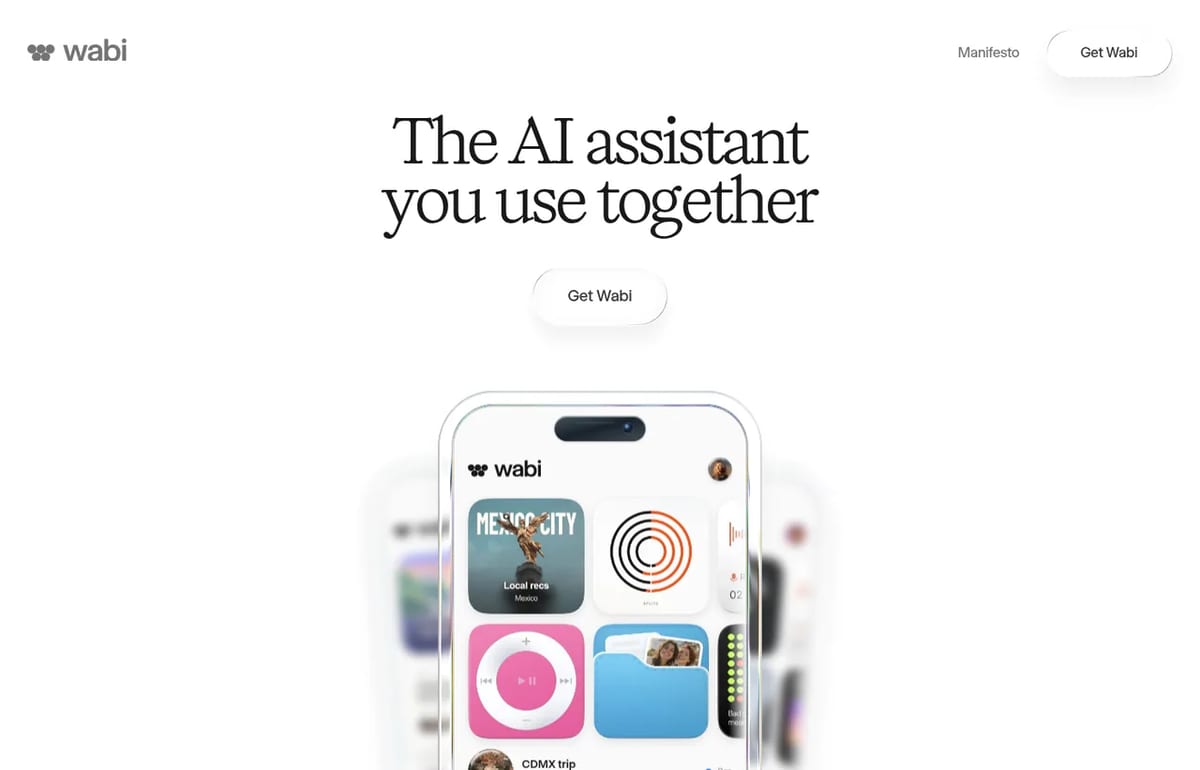 Wabi homepage: the AI assistant you use together