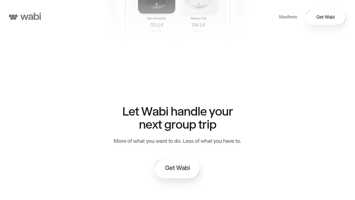 Wabi website: let Wabi handle your next group trip
