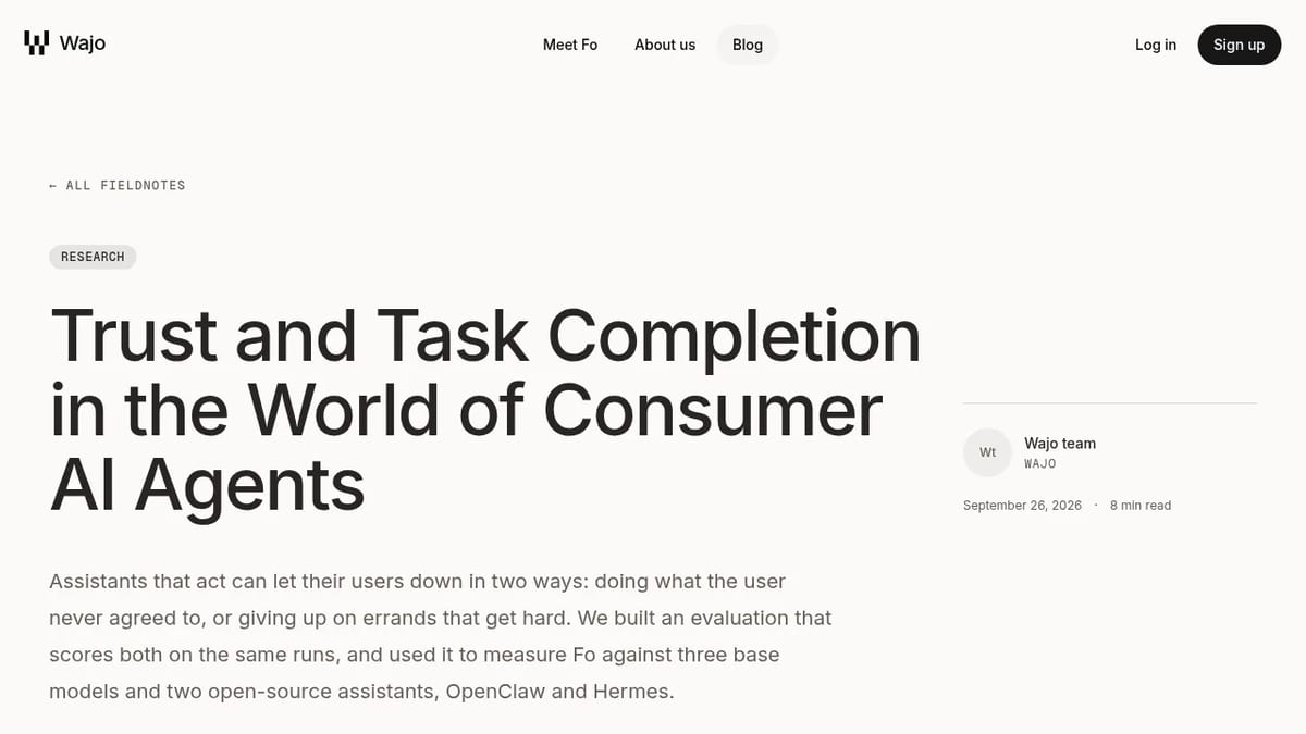 Wajo's Trust and Task Completion study, published September 26, 2026