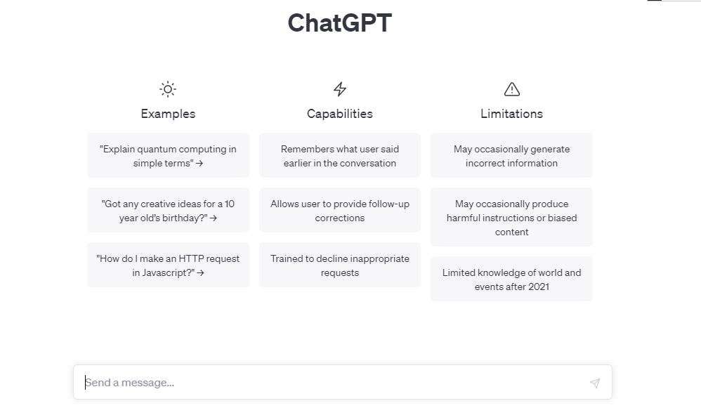 ChatGPT Homepage