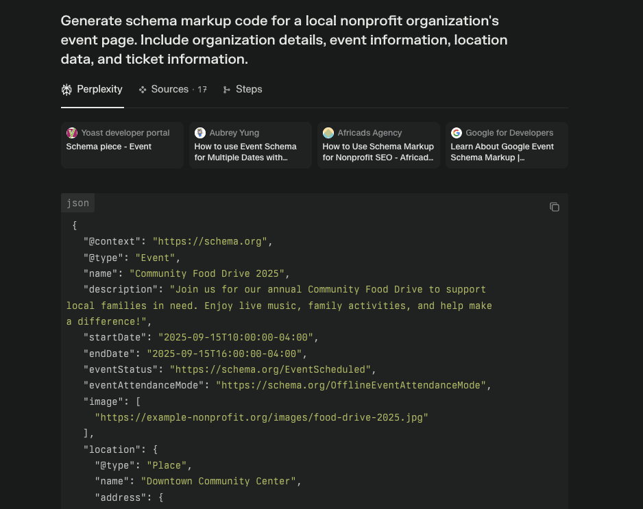 Prompt for schema markup