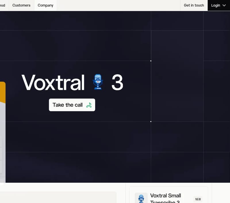 Mistral Voxtral 3 announcement page: Take the call